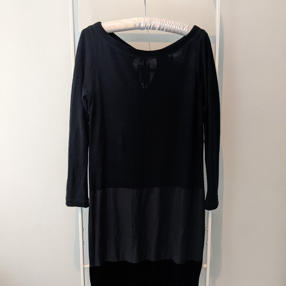 Rare Sonia Rykiel Tri-fabric Black Dress (Wool, Velvet) Size S